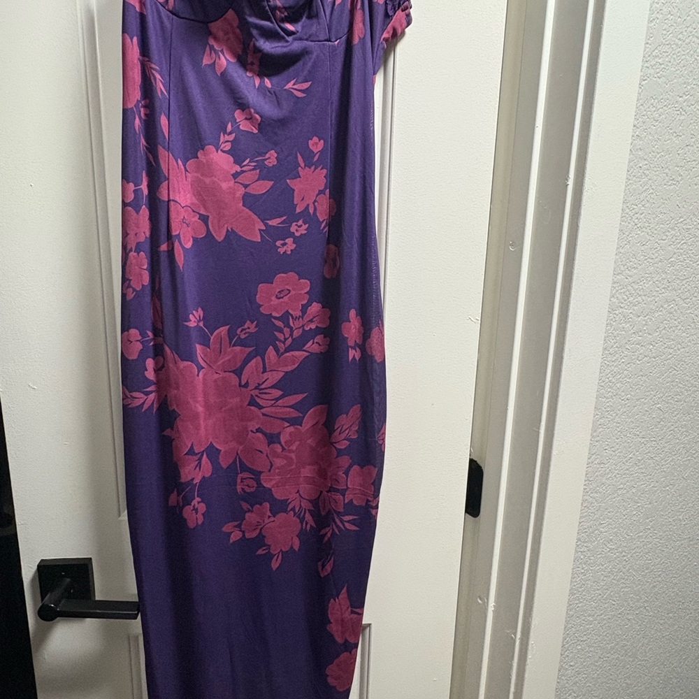 Fashion Nova-Purple and Pink Floral Maxi Dress